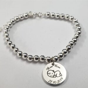 Lắc bi tag tim/tròn khắc chữ Lắc bi tag tim/tròn khắc chữ Le'mare Jewelry LMJ