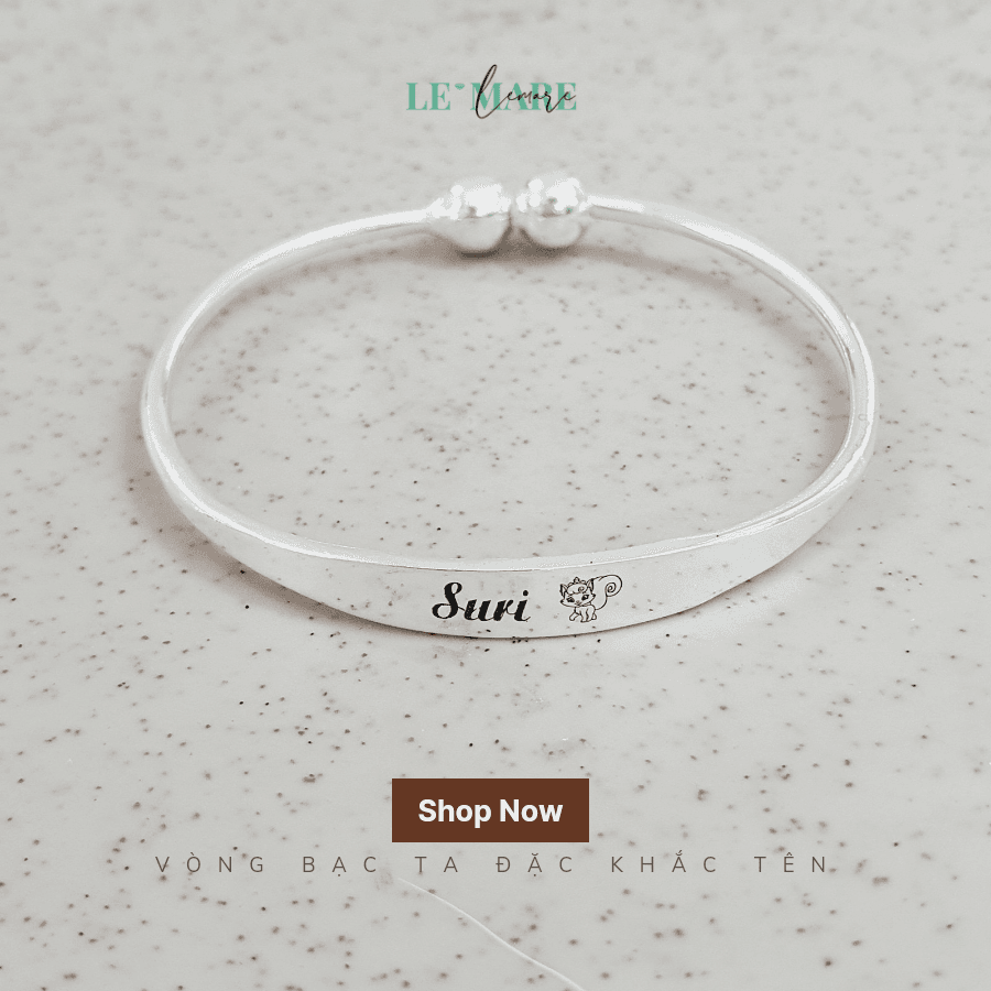 Vòng bạc ta làm quà thôi nôi, đầy tháng, sinh nhật SA009 khắc tên cho bé Le’Mare Jewelry Vòng bạc ta làm quà thôi nôi, đầy tháng, sinh nhật SA009 khắc tên cho bé Le’Mare Jewelry Le'mare Jewelry LMJ