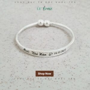 Vòng bạc ta làm quà thôi nôi, đầy tháng, sinh nhật SA009 khắc tên cho bé Le’Mare Jewelry Vòng bạc ta làm quà thôi nôi, đầy tháng, sinh nhật SA009 khắc tên cho bé Le’Mare Jewelry Le'mare Jewelry LMJ