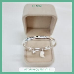 Vòng bạc ta PN01 khắc tên cho bé mix charm con giáp Trâu và chuông Le’Mare Jewelry làm quà thôi nôi, đầy tháng, sinh nhật … Le'mare Jewelry LMJ