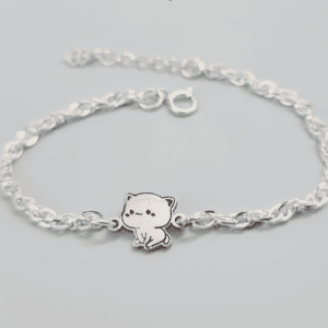 Lắc tay xoắn bạc ta mặt Mèo 065 Le'Mare Jewelry