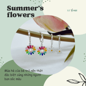 Khuyên tai bạc ta hoa cầu vồng đáng yêu cho bé gái Le’Mare Jewelry Khuyên tai bạc ta hoa cầu vồng đáng yêu cho bé gái Le’Mare Jewelry Le'mare Jewelry LMJ