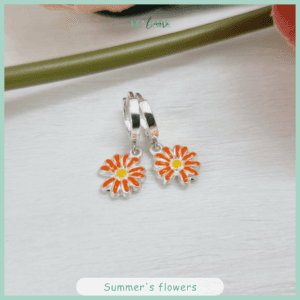 Khuyên tai bạc ta mặt hoa cúc chi quà tặng đáng yêu cho bé gái Le’Mare Jewelry