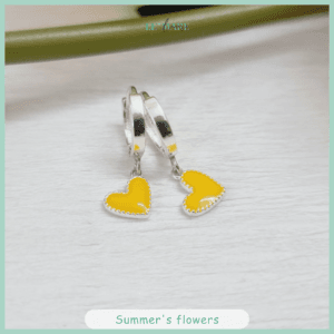 Khuyên tai bạc ta trái tim vàng tinh tế cho bé gái Le'mare Jewelry