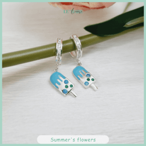 Khuyên tai bạc ta mặt kem xanh đáng yêu làm quà cho bé gái Le’Mare Jewelry Khuyên tai bạc ta mặt kem xanh đáng yêu làm quà cho bé gái Le’Mare Jewelry Le'mare Jewelry LMJ