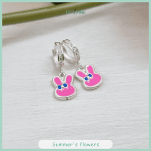 Khuyên tai bạc ta thỏ hồng xinh xắn cho bé gái Le'mare Jewelry