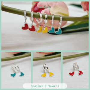 Khuyên tai bạc ta trái tim xanh tinh tế cho bé gái Le'mare Jewelry Khuyên tai bạc ta trái tim xanh tinh tế cho bé gái Le'mare Jewelry Le'mare Jewelry LMJ