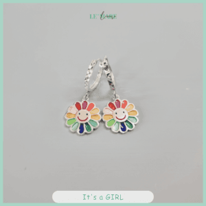 Khuyên tai bạc ta hoa cầu vồng đáng yêu cho bé gái Le’Mare Jewelry