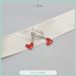 Khuyên tai bạc ta trái tim đỏ tinh tế cho bé gái Le'mare Jewelry Khuyên tai bạc ta trái tim đỏ tinh tế cho bé gái Le'mare Jewelry Le'mare Jewelry LMJ