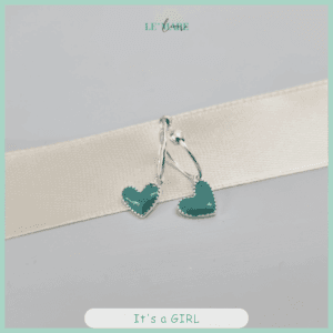 Khuyên tai bạc ta trái tim xanh tinh tế cho bé gái Le'mare Jewelry Khuyên tai bạc ta trái tim xanh tinh tế cho bé gái Le'mare Jewelry Le'mare Jewelry LMJ