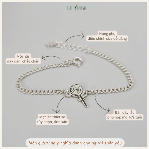 Lắc dẹt bạc ta mặt thiết kế con giáp Mini Le'Mare Jewelry - Hình ảnh 8