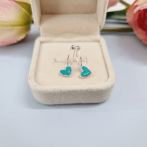 Khuyên tai bạc ta trái tim xanh tinh tế cho bé gái Le'mare Jewelry Khuyên tai bạc ta trái tim xanh tinh tế cho bé gái Le'mare Jewelry Le'mare Jewelry LMJ