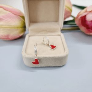 Khuyên tai bạc ta trái tim đỏ tinh tế cho bé gái Le'mare Jewelry Khuyên tai bạc ta trái tim đỏ tinh tế cho bé gái Le'mare Jewelry Le'mare Jewelry LMJ