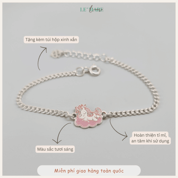 Lắc dẹt bạc ta mặt thiết kế con giáp Mini Le'Mare Jewelry - Hình ảnh 6