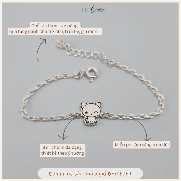 Lắc dẹt bạc ta mặt thiết kế con giáp Mini Le'Mare Jewelry - Hình ảnh 5