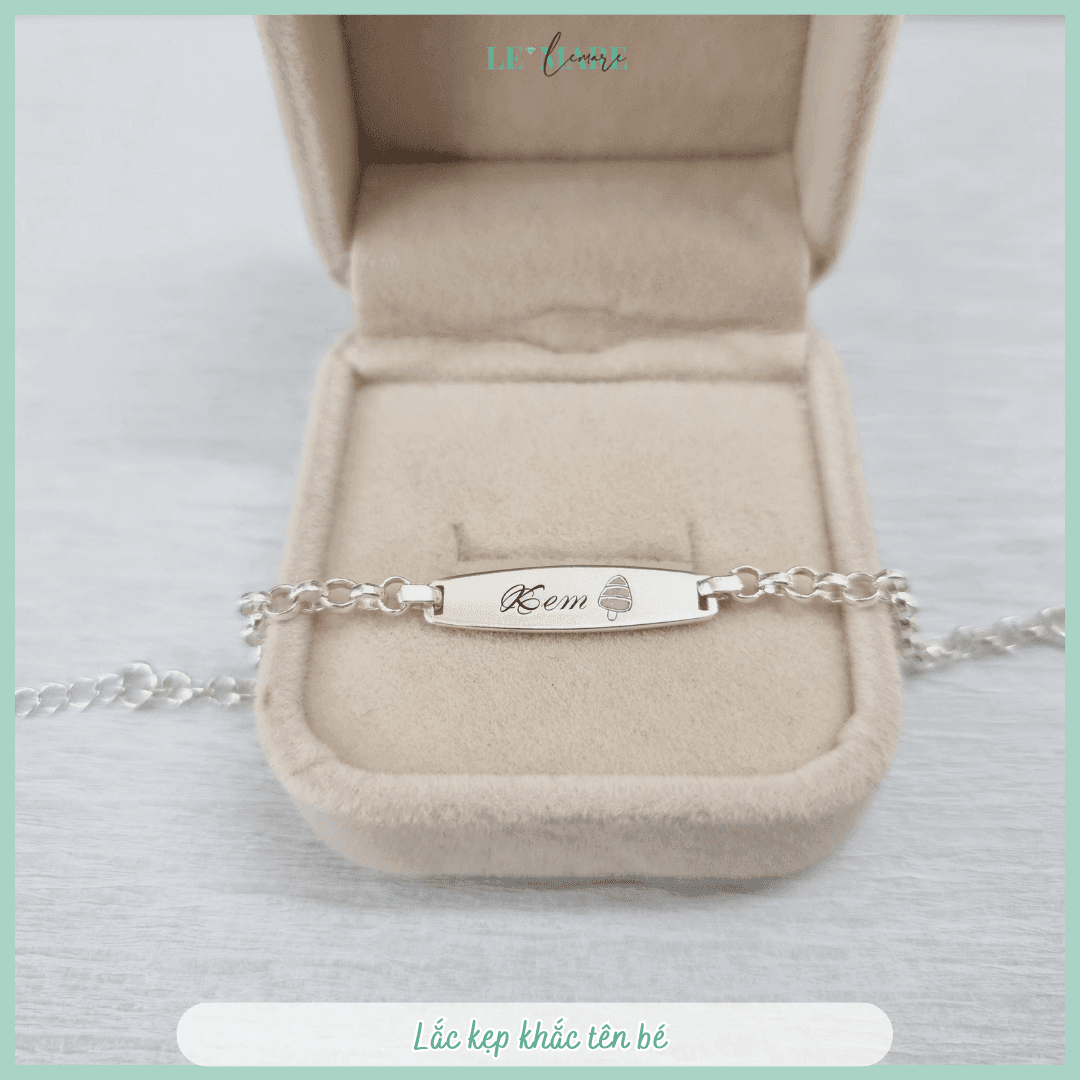 Lắc bạc khắc tên làm quà cho bé: Lắc mo BK01 Le’Mare Jewelry Lắc bạc khắc tên làm quà cho bé: Lắc mo BK01 Le’Mare Jewelry Le'mare Jewelry LMJ