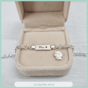 Lắc bạc khắc tên làm quà cho bé: Lắc mo BN04 mix charm mèo Le’Mare Jewelry Lắc bạc khắc tên làm quà cho bé: Lắc mo BN04 mix charm mèo Le’Mare Jewelry Le'mare Jewelry LMJ