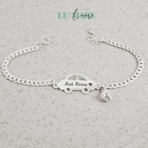 Lắc bạc ta dây dẹt mặt ôtô miễn phí khắc tên bé trai Le'Mare Jewelry