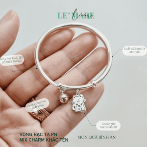 Quà tặng bạc đáng yêu cho bé: Vòng bạc ta PN01 mix charm thiết kế tùy chọn và chuông Le’Mare Jewelry Quà tặng bạc đáng yêu cho bé: Vòng bạc ta PN01 mix charm thiết kế tùy chọn và chuông Le’Mare Jewelry Le'mare Jewelry LMJ