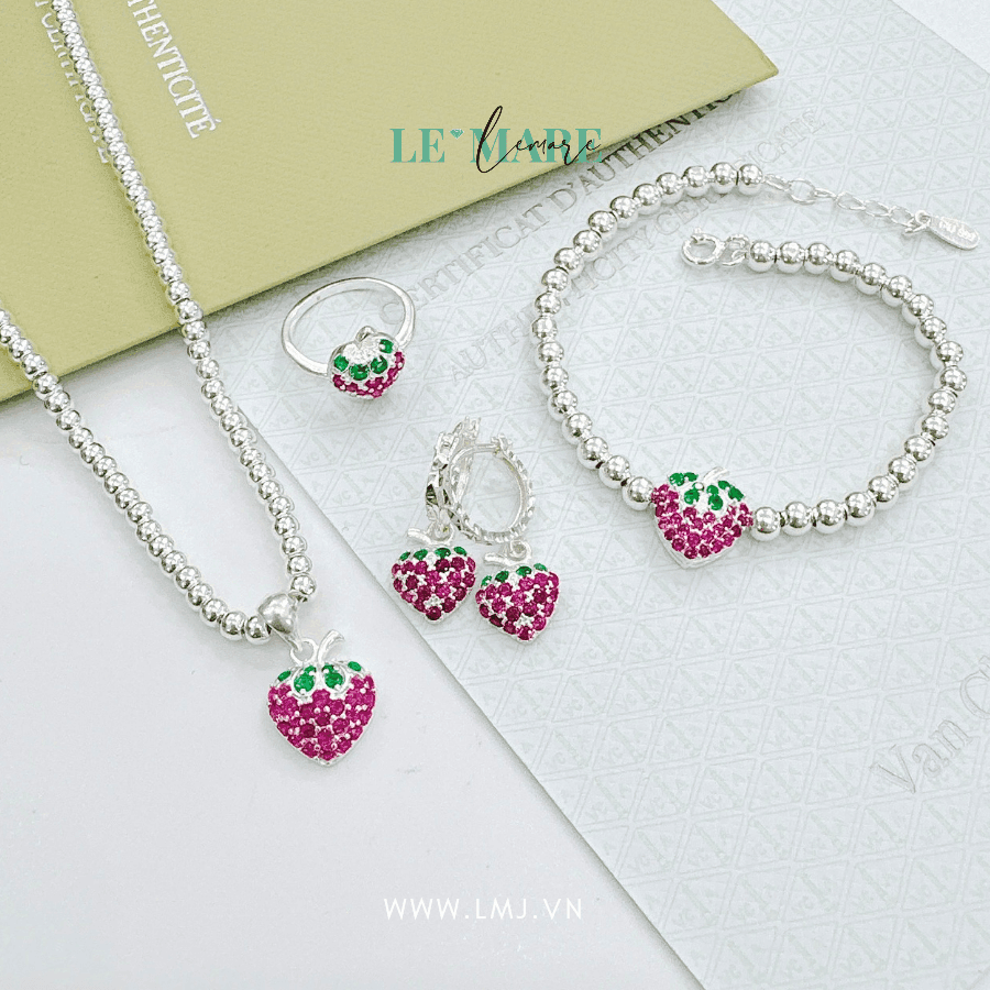 Set trang sức bạc ta Dâu đá Le'Mare Jewelry - Dây Chuyền Bạc Trẻ Em Set trang sức bạc ta Dâu đá Le'Mare Jewelry - Dây Chuyền Bạc Trẻ Em Le'mare Jewelry LMJ