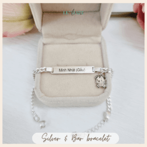 Lắc bạc khắc tên làm quà cho bé: Lắc MQ03 treo charm hổ Le’Mare Jewelry