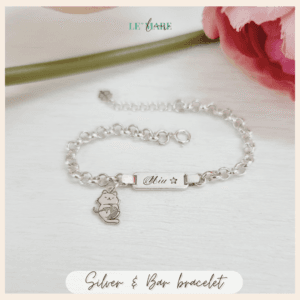 Lắc bạc khắc tên làm quà cho bé: Lắc mo BN04 mix charm mèo Le’Mare Jewelry Lắc bạc khắc tên làm quà cho bé: Lắc mo BN04 mix charm mèo Le’Mare Jewelry Le'mare Jewelry LMJ