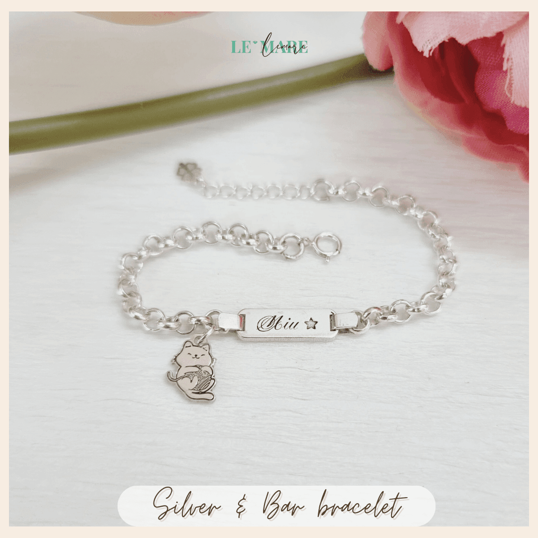Lắc bạc khắc tên làm quà cho bé: Lắc mo BN04 mix charm rồng Le’Mare Jewelry Lắc bạc khắc tên làm quà cho bé: Lắc mo BN04 mix charm rồng Le’Mare Jewelry Le'mare Jewelry LMJ