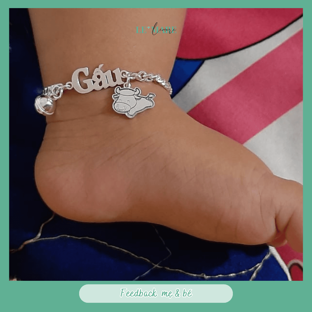 Lắc bạc ta dây dẹt mặt thiết kế theo tên bé và charm Rồng Le'Mare Jewelry Lắc bạc ta dây dẹt mặt thiết kế theo tên bé và charm Rồng Le'Mare Jewelry Le'mare Jewelry LMJ