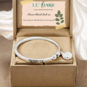 Vòng bạc ta làm quà thôi nôi, đầy tháng, sinh nhật chạm rồng mix charm khánh bình an khắc tên bé yêu Le’Mare Jewelry Vòng bạc ta làm quà thôi nôi, đầy tháng, sinh nhật chạm rồng mix charm khánh bình an khắc tên bé yêu Le’Mare Jewelry Le'mare Jewelry LMJ