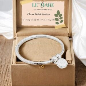 Vòng bạc ta làm quà thôi nôi, đầy tháng, sinh nhật chạm rồng mix charm khánh bình an khắc tên bé yêu Le’Mare Jewelry