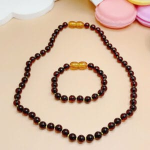 Bộ dây chuyền và lắc tay hổ phách cánh gián Le'Mare Jewelry - món quà ý nghĩa dành cho bé yêu các dịp thôi nôi, đầy tháng, sinh nhật và các ngày kỷ niệm đặc biệt ...