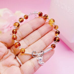 Alternative view of Vòng tay đá hổ phách thiên nhiên mix charm hồ ly bạc Le'Mare Jewelry – Gợi ý món quà độc đáo và ý nghĩa dành tặng người phụ nữ trân quý trong các dịp kỷ niệm, ngày lễ ...