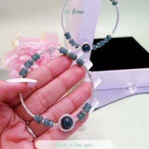 Vòng tay ống bạc bánh xe lam ngọc nước ngọc cực trong, mịn Le'Mare Jewelry – Gợi ý món quà độc đáo và ý nghĩa dành tặng người phụ nữ trân quý trong các dịp kỷ niệm, ngày lễ 20/10, 8/3...