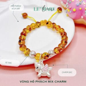 Vòng tay hổ phách lẫn mix cùng charm bạc ta Le'Mare Jewelry - món quà ý nghĩa dành cho bé yêu các dịp thôi nôi, đầy tháng, sinh nhật và các ngày kỷ niệm đặc biệt ...