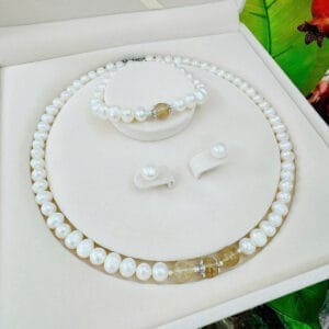 Set ngọc trai mix đá thạch anh tóc vàng Le'Mare Jewelry – Gợi ý món quà độc đáo và ý nghĩa dành tặng người phụ nữ trân quý trong các dịp kỷ niệm, ngày lễ , 20/10, 20/11, 8/3 ....