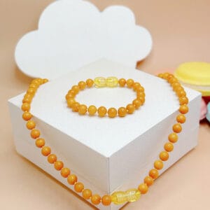 Bộ dây chuyền và lắc tay hổ phách mật lạp Le'Mare Jewelry - món quà ý nghĩa dành cho bé yêu các dịp thôi nôi, đầy tháng, sinh nhật và các ngày kỷ niệm đặc biệt ...