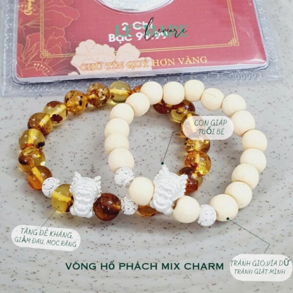 Vòng tay dâu tằm và vòng hổ phách mix bi cùng charm Rồng 3D Le'Mare Jewelry - món quà ý nghĩa dành cho bé yêu các dịp thôi nôi, đầy tháng, sinh nhật và các ngày kỷ niệm đặc biệt ...