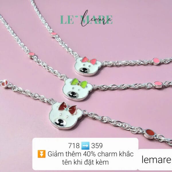 SALE 50% Dây chuyền xoắn bạc Gấu sắc màu Le'Mare Jewelry - món quà ý nghĩa dành cho bé yêu các dịp thôi nôi, đầy tháng, sinh nhật và các ngày kỷ niệm đặc biệt ...