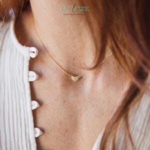 Pave Heart Necklace by Le'Mare • Dây chuyền trái tim Pave Heart Vàng & Bạc đính đá nhiều chất liệu LMJ Le'mare Jewelry LMJ