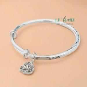 Vòng bạc làm quà thôi nôi, đầy tháng, sinh nhật: Vòng bạc ta PNCR miễn phí khắc tên bé mix charm cho bé rồng Le’Mare Jewelry