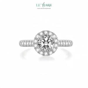Round Cut Halo Moissanite Engagement Ring • Nhẫn halo đính đá nhiều chất liệu LMJ Le'mare Jewelry LMJ