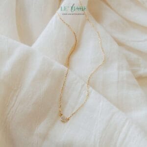 Pave Heart Necklace by Le'Mare • Dây chuyền trái tim Pave Heart Vàng & Bạc đính đá nhiều chất liệu LMJ Le'mare Jewelry LMJ