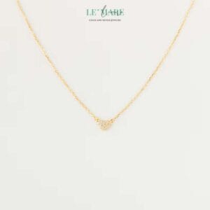Pave Heart Necklace by Le'Mare • Dây chuyền trái tim Pave Heart Vàng & Bạc đính đá nhiều chất liệu LMJ Le'mare Jewelry LMJ