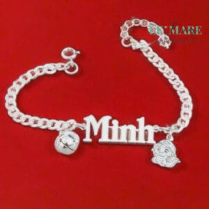 Lắc bạc ta dây dẹt mặt thiết kế theo tên bé mix charm cho bé rồng Le'Mare Jewelry - món quà ý nghĩa dành cho bé yêu các dịp thôi nôi, đầy tháng, sinh nhật và các ngày kỷ niệm đặc biệt …
