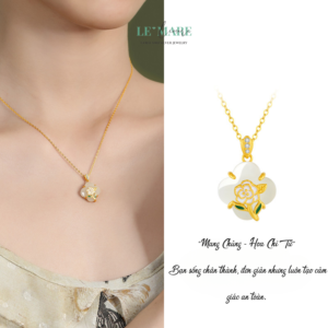 Dây Chuyền Bạc Nữ Ngọc Hoà Điền Cỏ Bốn Lá, Hoạ Tiết 24 Loài Hoa Tượng Trưng Cho Khí Chất Người Phụ Nữ BNDC57 Dây Chuyền Bạc Nữ Ngọc Hoà Điền Cỏ Bốn Lá, Hoạ Tiết 24 Loài Hoa Tượng Trưng Cho Khí Chất Người Phụ Nữ BNDC57 Le'mare Jewelry LMJ