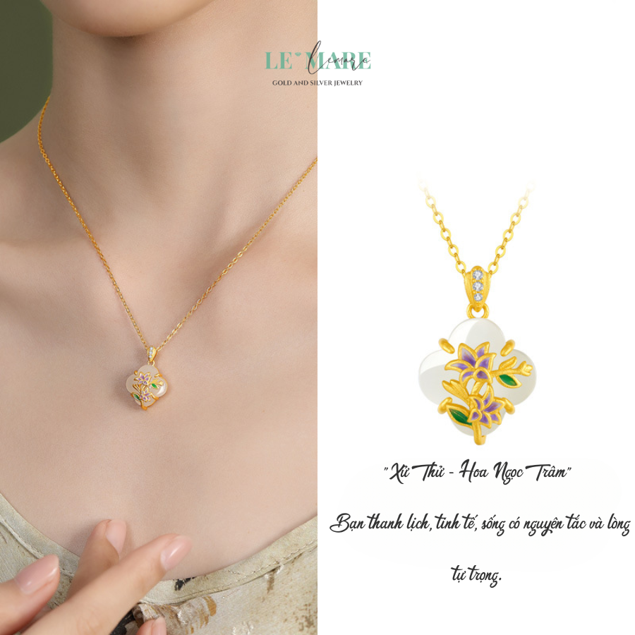 Dây Chuyền Bạc Nữ Ngọc Hoà Điền Cỏ Bốn Lá, Hoạ Tiết 24 Loài Hoa Tượng Trưng Cho Khí Chất Người Phụ Nữ BNDC57 Dây Chuyền Bạc Nữ Ngọc Hoà Điền Cỏ Bốn Lá, Hoạ Tiết 24 Loài Hoa Tượng Trưng Cho Khí Chất Người Phụ Nữ BNDC57 - Ảnh 15