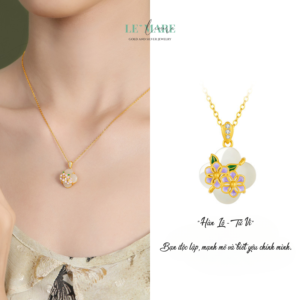 Dây Chuyền Bạc Nữ Ngọc Hoà Điền Cỏ Bốn Lá, Hoạ Tiết 24 Loài Hoa Tượng Trưng Cho Khí Chất Người Phụ Nữ BNDC57 Dây Chuyền Bạc Nữ Ngọc Hoà Điền Cỏ Bốn Lá, Hoạ Tiết 24 Loài Hoa Tượng Trưng Cho Khí Chất Người Phụ Nữ BNDC57 Le'mare Jewelry LMJ