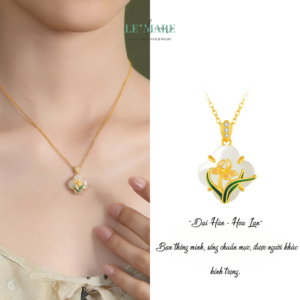 Dây Chuyền Bạc Nữ Ngọc Hoà Điền Cỏ Bốn Lá, Hoạ Tiết 24 Loài Hoa Tượng Trưng Cho Khí Chất Người Phụ Nữ BNDC57 Dây Chuyền Bạc Nữ Ngọc Hoà Điền Cỏ Bốn Lá, Hoạ Tiết 24 Loài Hoa Tượng Trưng Cho Khí Chất Người Phụ Nữ BNDC57 Le'mare Jewelry LMJ