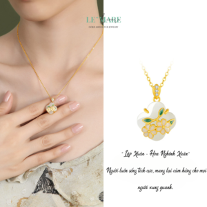 Dây Chuyền Bạc Nữ Ngọc Hoà Điền Cỏ Bốn Lá, Hoạ Tiết 24 Loài Hoa Tượng Trưng Cho Khí Chất Người Phụ Nữ BNDC57 Dây Chuyền Bạc Nữ Ngọc Hoà Điền Cỏ Bốn Lá, Hoạ Tiết 24 Loài Hoa Tượng Trưng Cho Khí Chất Người Phụ Nữ BNDC57 Le'mare Jewelry LMJ