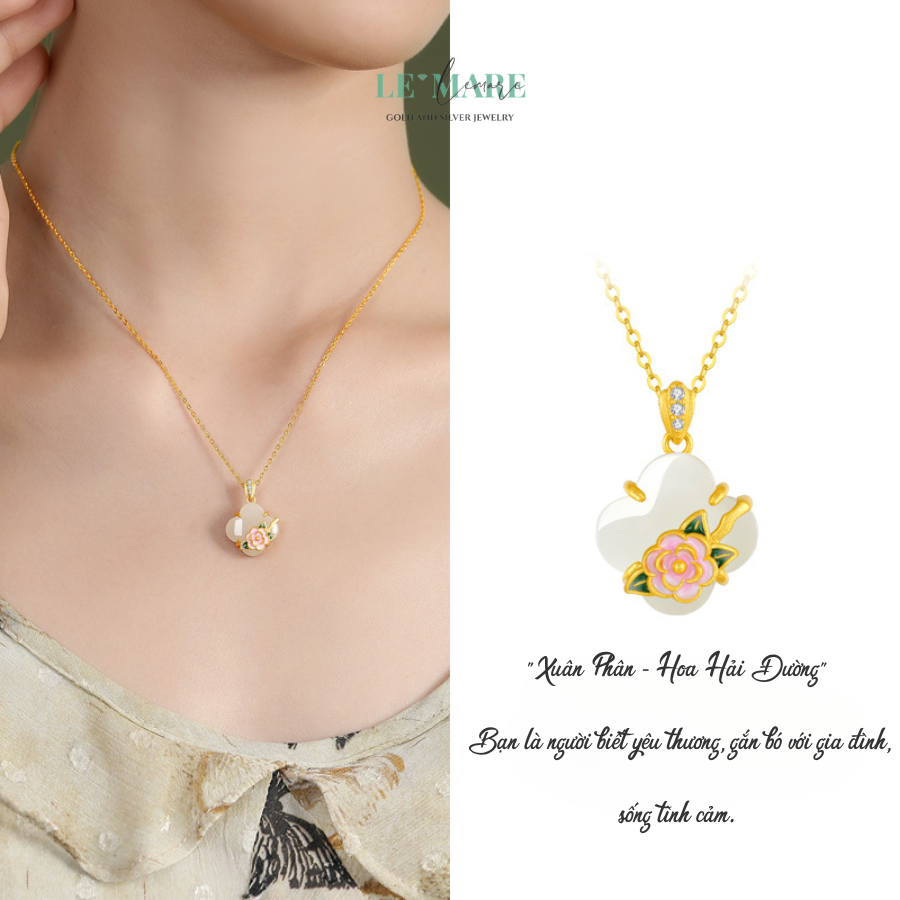 Dây Chuyền Bạc Nữ Ngọc Hoà Điền Cỏ Bốn Lá, Hoạ Tiết 24 Loài Hoa Tượng Trưng Cho Khí Chất Người Phụ Nữ BNDC57 Dây Chuyền Bạc Nữ Ngọc Hoà Điền Cỏ Bốn Lá, Hoạ Tiết 24 Loài Hoa Tượng Trưng Cho Khí Chất Người Phụ Nữ BNDC57 - Ảnh 5